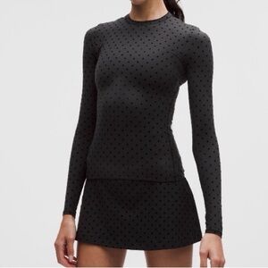 Lululemon Flocked Polka Dot Set – Nulu Long Sleeve + Align HR Pant 28” | Black